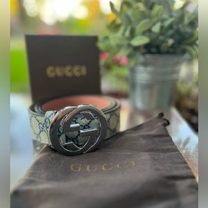 GG Belt Blue Beige Combination